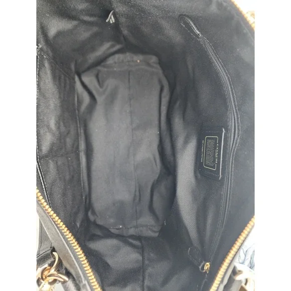 Coach Ava Tote Crossgrain Black Leather Shoulder Bag with Gold F57526 - Picture 7 of 15